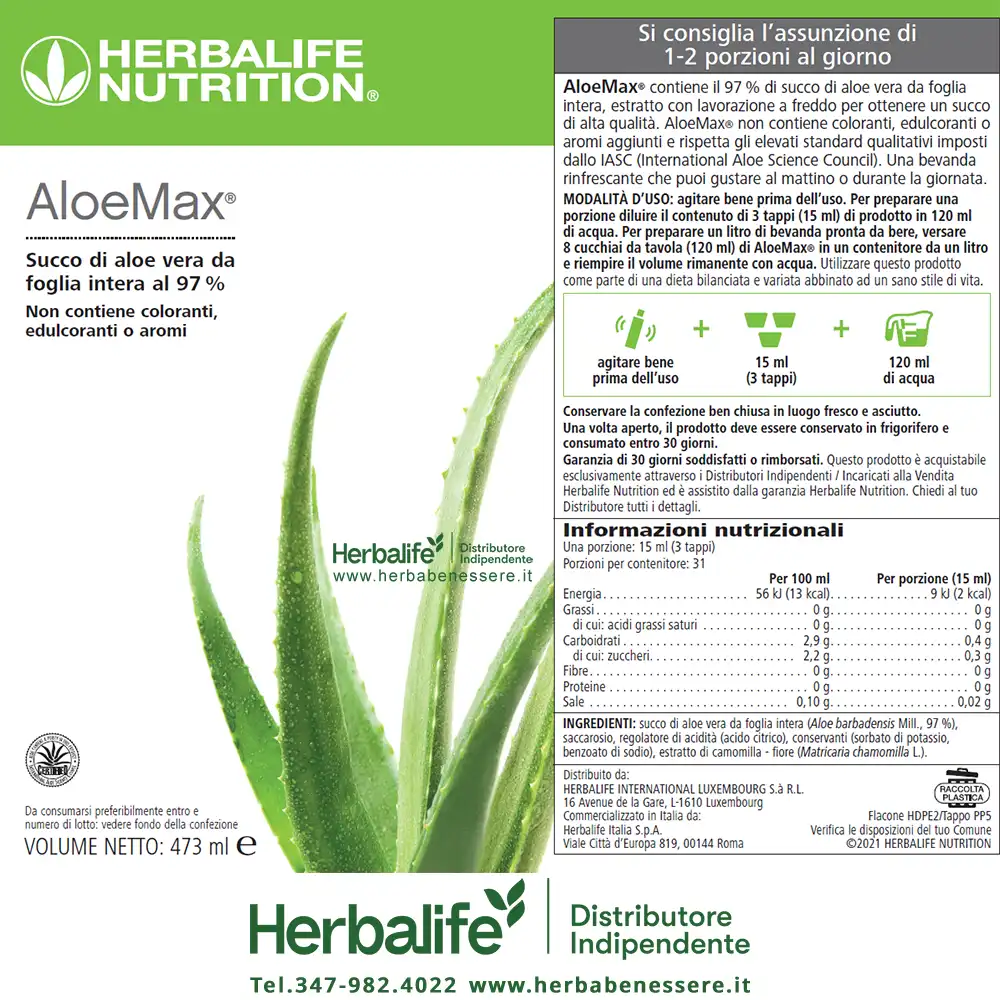 aloe max herbalife ingredienti aloe max herbalife etichetta aloe max herbalife informazioni nutrizionali
